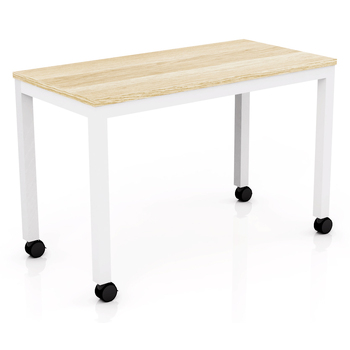 Axis Mobile Meeting Table White Frame New Oak Top - 1200mm x 750mm