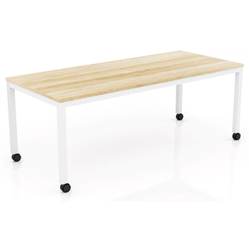 Axis Mobile Meeting Table White Frame New Oak Top - 2100mm x 900mm