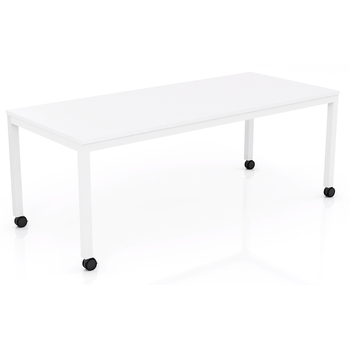Axis Mobile Meeting Table White Frame White Top - 2100mm x 900mm