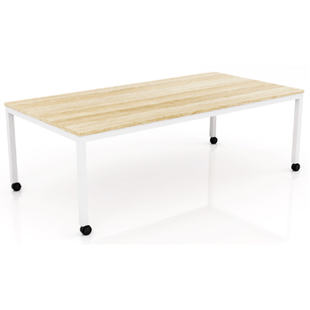 Axis Mobile Meeting Table White Frame New Oak Top - 2400mm x 1200mm