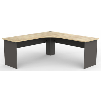 EkoSystem Corner Workstation Office Desk - New Oak/Charcoal - 1800 x 1800 x 600