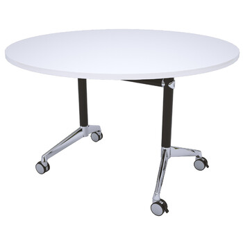 Modulus Round Flip Top Table Black Frame White Top