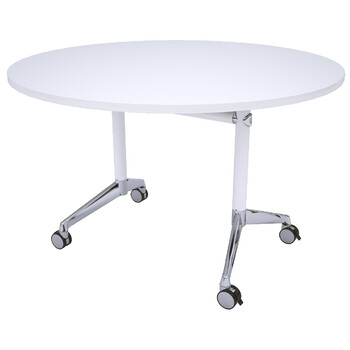 Modulus Round Flip Top Table White Frame White Top