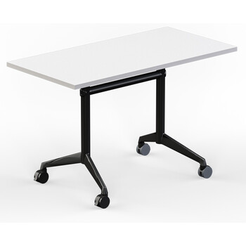 Modulus White Flip Top Mobile Table Black Frame - 1200 x 600