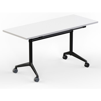 Modulus White Flip Top Mobile Table Black Frame - 1500 x 600