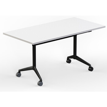Modulus White Flip Top Mobile Table Black Frame - 1500 x 750