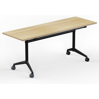 Modulus New Oak Flip Top Mobile Table Black Frame - 1800 x 600