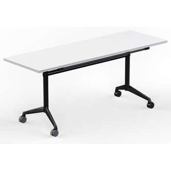Modulus White Flip Top Mobile Table Black Frame - 1800 x 600
