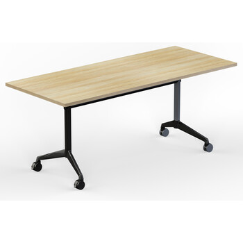 Modulus New Oak Flip Top Mobile Table Black Frame - 1800 x 750