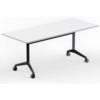 Modulus White Flip Top Mobile Table Black Frame - 1800 x 750