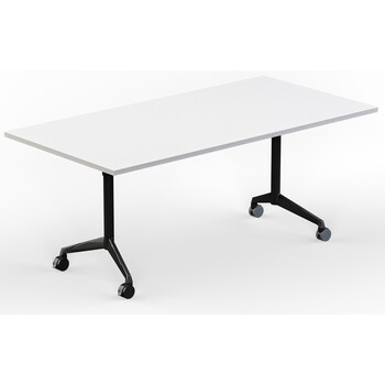 Modulus White Flip Top Mobile Table Black Frame - 1800 x 900