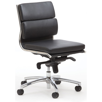 Executive Boardroom Office Chair, White Leather Office Chair No Arms