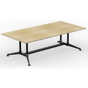 Modulus New Oak Boardroom Meeting Table - Twin Post - Black Frame - 1800mm x 1200mm