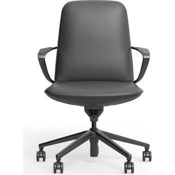 Nico Mid Back Executive Leather Office Chair – Ergonomic & Award-Winning Design - Leather Charcoal