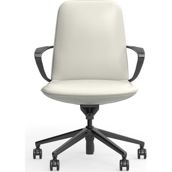 Nico Mid Back Executive Leather Office Chair – Ergonomic & Award-Winning Design - Leather Grey