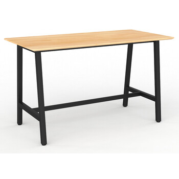 Trestle Bar Leaner Stand Up Table - Black Frame New Oak Top - 1800mm x 900mm