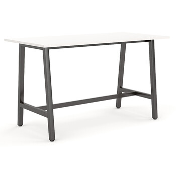 Trestle Bar Leaner Stand Up Table - Black Frame White Top - 1800mm x 900mm