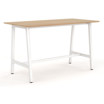 Trestle Bar Leaner Stand Up Table - White Frame New Oak Top - 1800mm x 900mm