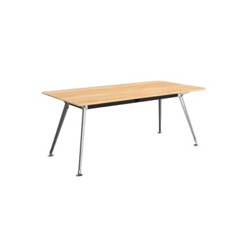 Team Beech Executive Boardroom Table - Polished Alloy Frame - 1800 x 900