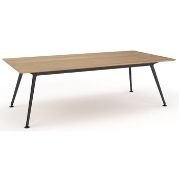 Team Large Solid Beech Boardroom Meeting Table Black Frame