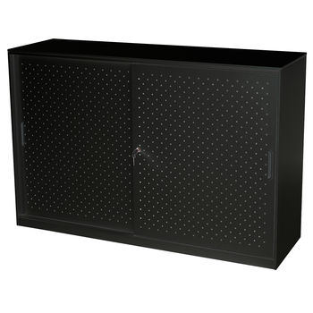 GO Black Perforated Sliding Door Cupboard
