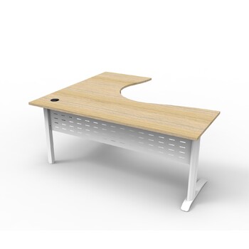 Deluxe Rapid Span Corner Workstation White Frame Natural Oak Top [Size: 1800mm x 1500mm x 750mm]