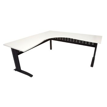 Rapid White Corner Office Desk Workstation - 1800 x 1500 x 700 - Black Frame