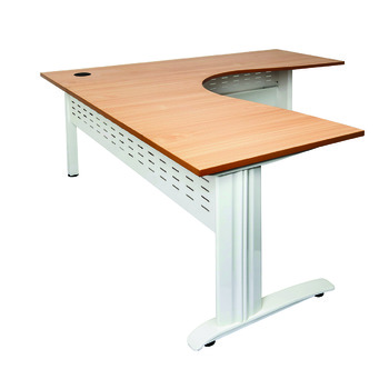 Rapid Beech Corner Office Desk Workstation - 1800 x 1500 x 700 - White Frame