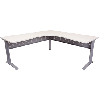 Rapid White Corner Office Desk - Silver Frame - 1800mm x 1800mm x 700mm