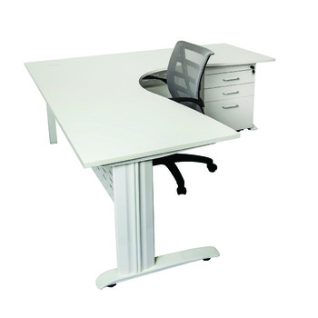 Rapid White Corner Office Desk Workstation - 1800 x 1800 x 700 - White Frame