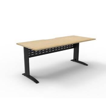 Deluxe Rapid Span Open Workstation Black Frame Natural Oak Top [Size: 1500mm x 750mm]