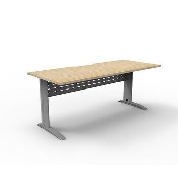 Deluxe Rapid Span Open Workstation Silver Frame Natural Oak Top [Size: 1800mm x 750mm]