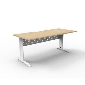 Deluxe Rapid Span Open Workstation White Frame Natural Oak Top [Size: 1800mm x 750mm]