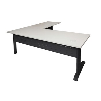 Rapid Span White Desk with Return - Black Frame