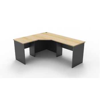 Express Corner Workstation Home Office Desk New oak & Ironstone - 1500mm x 1800mm x 600mm