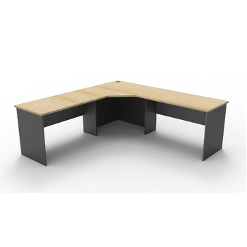 Express Corner Workstation Home Office Desk New oak & Ironstone  - 2100mm x 2100mm x 600mm