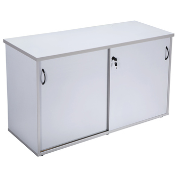 Express Small Grey Sliding Door Storage Credenza
