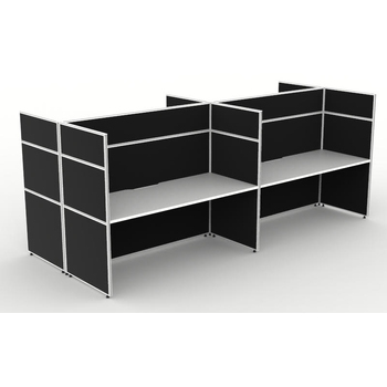 Shush30 4 Person Back To Back Workstation 1500mm W x 750mm D x 730mm H Per User | Top: Natural White Mealmine - Scallop Top | 5 Year Warranty