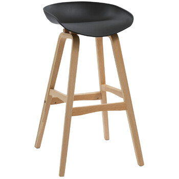 Virgo Oak Timber Black Bar Stool