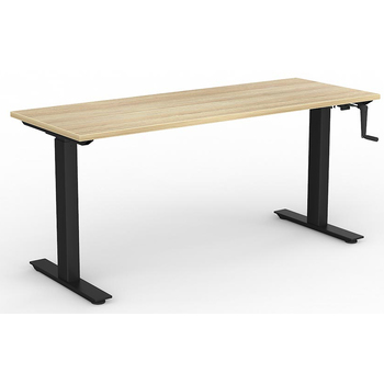 Agile Manual Winder Sit Stand Desk Black New Oak