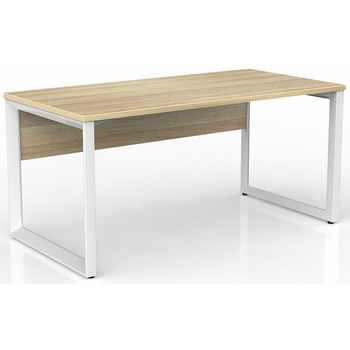 Anvil Straight Office Desk with Modesty Panel White New Oak