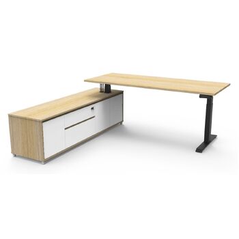 Boost+ Executive Height Adjustable Desk & Cabinet - Black Frame