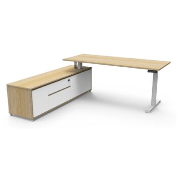 Boost+ Executive Height Adjustable Desk & Cabinet - White Frame