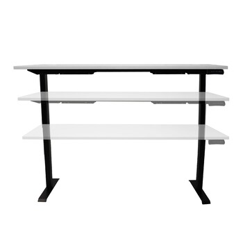 Elevate Height Adjustable Workstation Black Frame White Top [Size: 1200mm W x 750mm D x 645mm -1275mm H]