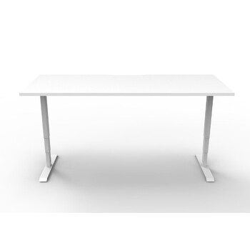 Elevate Height Adjustable Workstation White Frame White Top [Size: 1200mm W x 750mm D x 645mm -1275mm H]