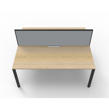 Deluxe Profile Leg Double 2 Person Workstation With Screen Black Frame Natural Top