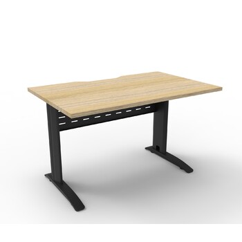 Deluxe Rapid Span Open Workstation Black Frame Natural Oak Top