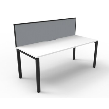 Deluxe Profile Leg 1 Person Single Sided Workstation With Screen Black Frame White Top [Screen Colour: Black] [size: 1800mm W x 780mm D x 730mm H]