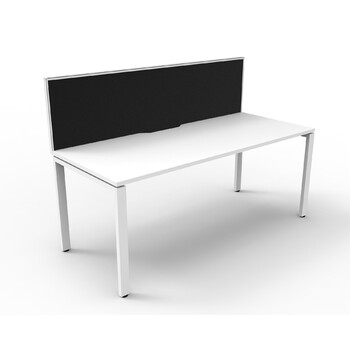 Deluxe Profile Leg 1 Person Single Sided Workstation With Screen White Frame White Top [Screen Colour: Black] [size: 1800mm W x 780mm D x 730mm H]