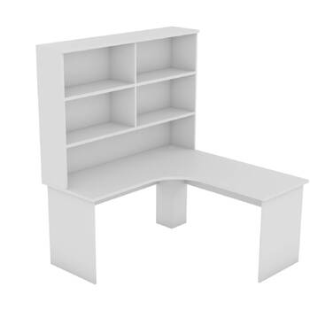 EkoSystem White Corner Desk with Hutch Package